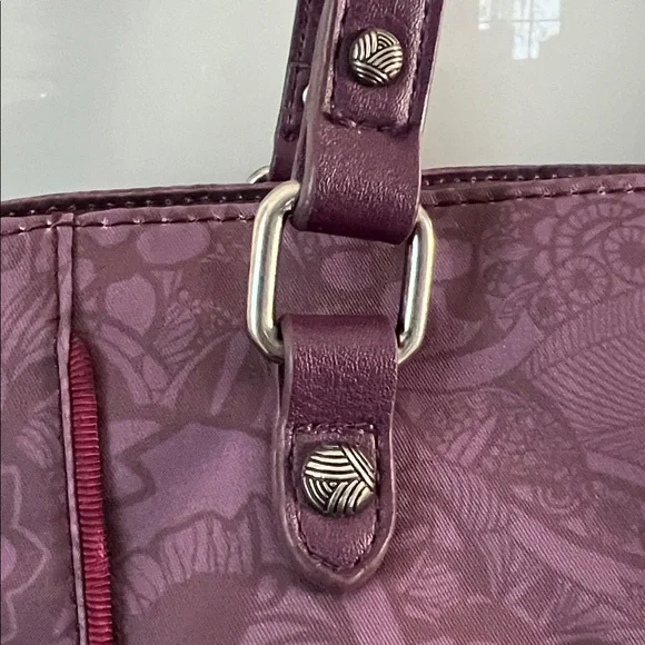 Sakroots Purple Metro Tote Owl Charm Tassel Bag | Boho Everyday Tote - Picture 8 of 17